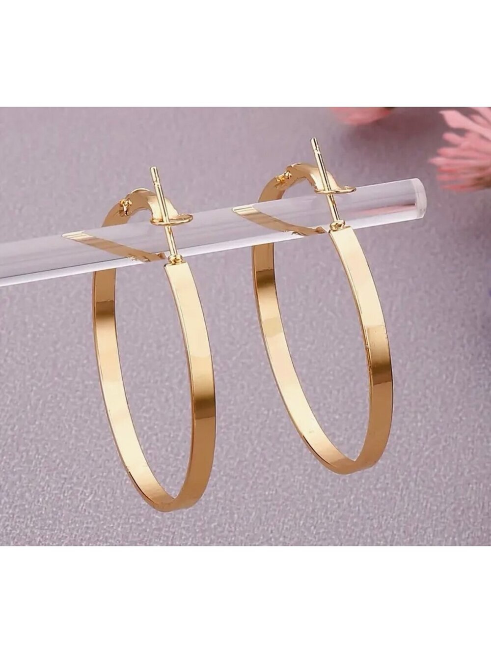 New - Eye -Catching - Large Golden Hoop Earrings